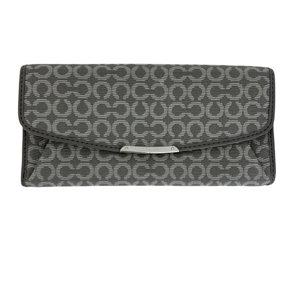 Coach Light Gray Jacquard Slim Envelope Wallet Madison Op Art Needlepoint - Picture 1 of 11